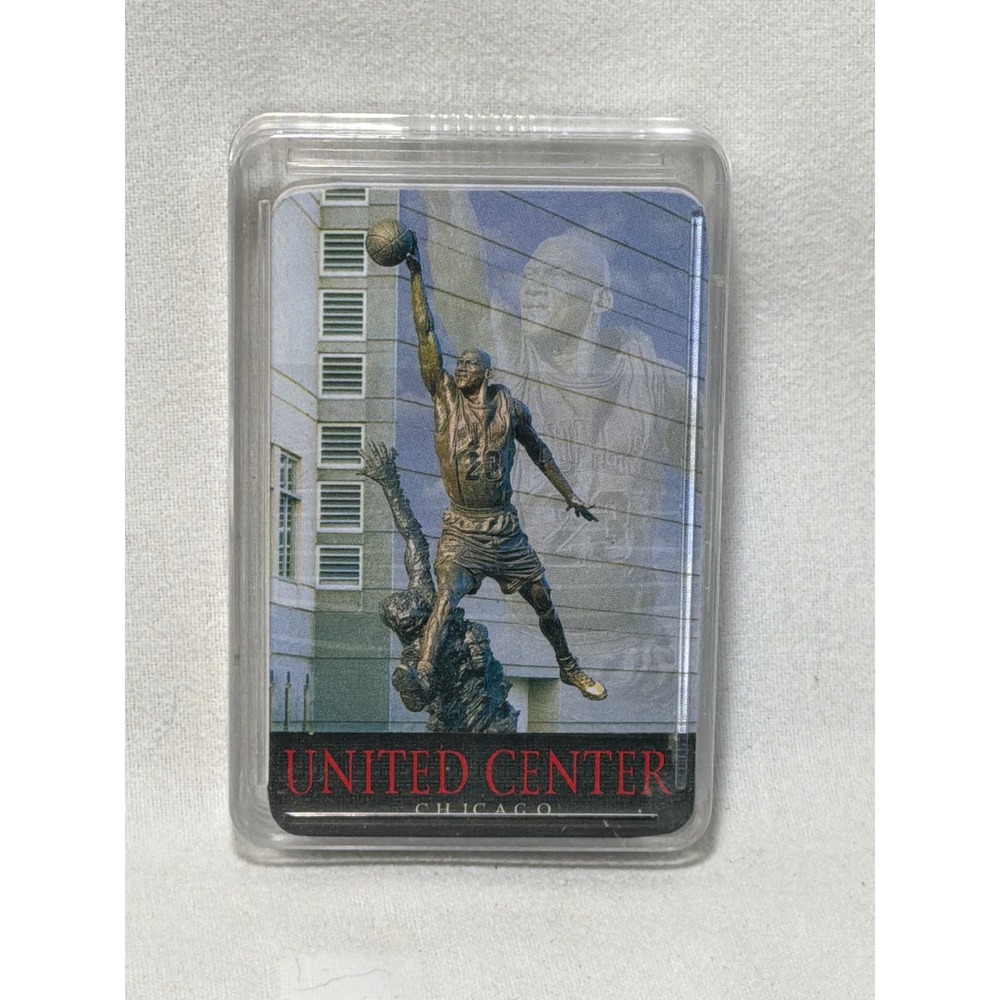 Vintage Michael Jordan United Center Chicago Statue Playing Cards Deck in Case